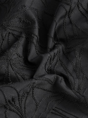 Black Regular Fit Long Sleeve 100% Cotton Floral Embroided Smart Shirt - Image 6 of 7