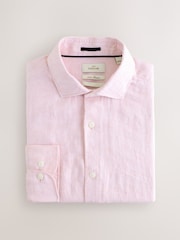 Light Pink Regular Fit 100% Linen Long Sleeve Shirt - Image 1 of 3