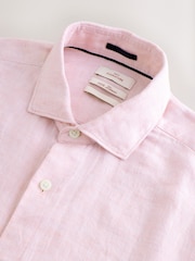 Light Pink Regular Fit 100% Linen Long Sleeve Shirt - Image 2 of 3