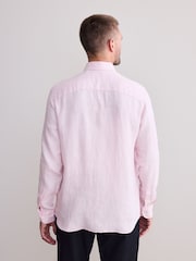 Light Pink Regular Fit 100% Linen Long Sleeve Shirt - Image 4 of 9