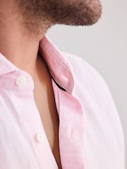 Light Pink Regular Fit 100% Linen Long Sleeve Shirt - Image 6 of 9