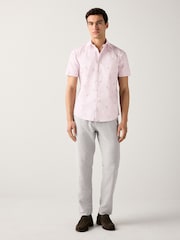 Light Pink Bird Conversational Regular Fit Print Short Sleeve Shirt - Image 3 of 7