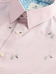 Light Pink Bird Conversational Regular Fit Print Short Sleeve Shirt - Image 6 of 7