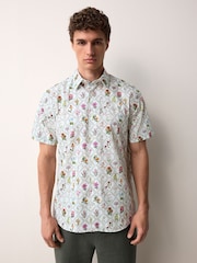 White/Multicolor Trellis Floral Regular Fit Print Short Sleeve Shirt - Image 1 of 7