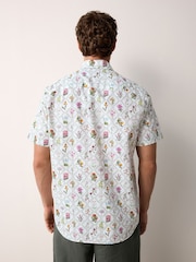 White/Multicolor Trellis Floral Regular Fit Print Short Sleeve Shirt - Image 3 of 7