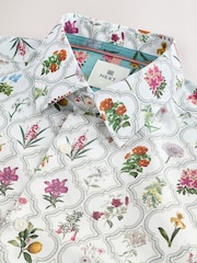 White/Multicolor Trellis Floral Regular Fit Print Short Sleeve Shirt - Image 6 of 7