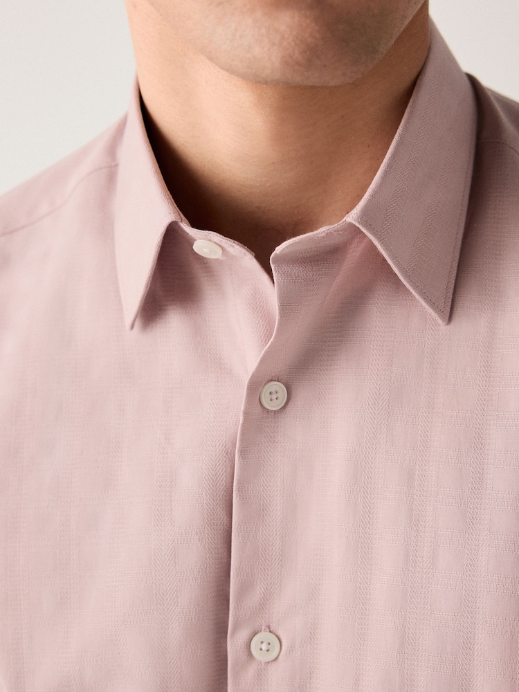 Light Pink Tonal Stripe - Strukturiertes Kurzarmhemd aus 100 % Baumwolle - Image 4 of 6
