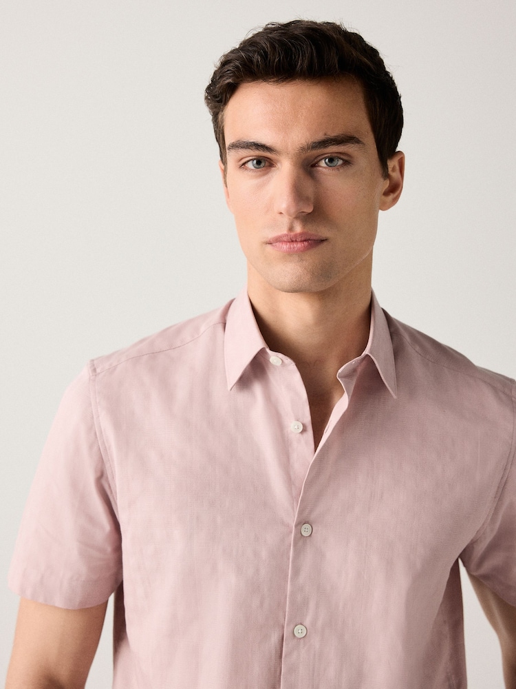 Light Pink Tonal Stripe - Strukturiertes Kurzarmhemd aus 100 % Baumwolle - Image 5 of 6