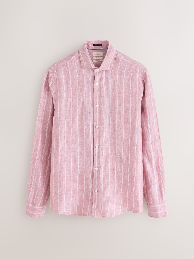 Coral Pink Regular Fit Regular Fit Signature 100% Linen Smart Shirt - Image 1 of 3 Coral Pink Regular Fit Regular Fit Signature 100% Linen Smart Shirt - Image 1 of 3