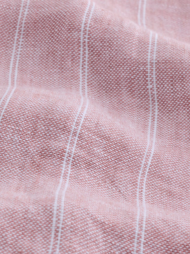 Coral Pink Regular Fit Regular Fit Signature 100% Linen Smart Shirt - Image 3 of 3 Coral Pink Regular Fit Regular Fit Signature 100% Linen Smart Shirt - Image 3 of 3