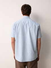 Light Blue Stripe Regular Fit Cotton Blend Short Sleeve Cutaway Collar Shirt - Image 3 of 8