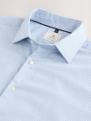 Light Blue Stripe Regular Fit Cotton Blend Short Sleeve Cutaway Collar Shirt - Image 7 of 8