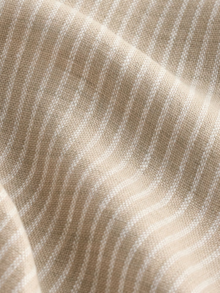 Бежево-коричневый - Stripe 100% Linen Basket Weave Long Sleeve Smart Shirt with Cutaway Collar - Изображение 3 из 3