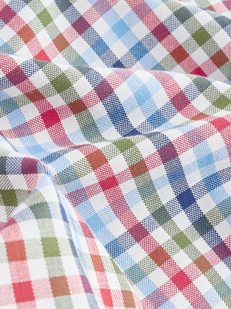 Blue/Red Gingham Regular Fit Easy Iron Button Down Short Sleeve Oxford Shirt - Image 7 of 7 Blue/Red Gingham Regular Fit Easy Iron Button Down Short Sleeve Oxford Shirt - Image 7 of 7