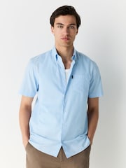 Light Blue Regular Fit Short Sleeve Easy Iron Button Down Oxford Shirt - Image 1 of 8