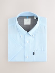 Light Blue Regular Fit Short Sleeve Easy Iron Button Down Oxford Shirt - Image 6 of 8