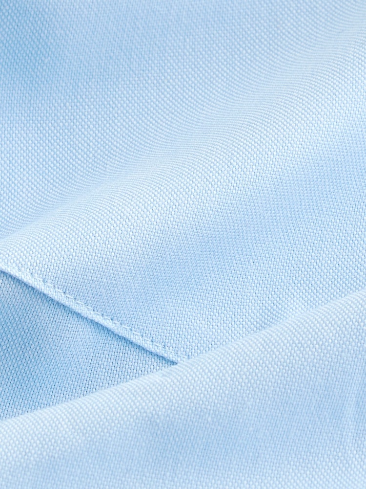 Light Blue Regular Fit Short Sleeve Easy Iron Button Down Oxford Shirt - Image 8 of 8