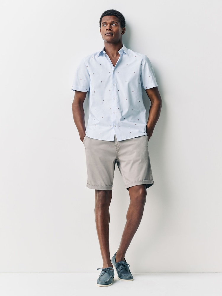 Blue Bengal Melon Conversational Fruit Print Stripe Easy Iron Oxford Shirt - Image 2 of 7