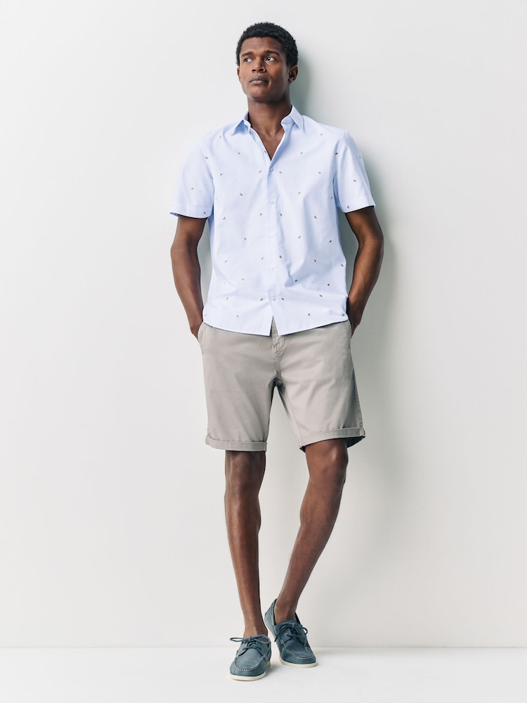 Blue Bengal Melon Conversational Fruit Print Stripe Easy Iron Oxford Shirt - Image 2 of 8 Blue Bengal Melon Conversational Fruit Print Stripe Easy Iron Oxford Shirt - Image 2 of 8