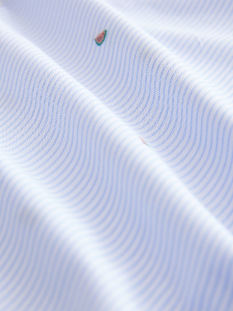 Blue Bengal Melon Conversational Fruit Print Stripe Easy Iron Oxford Shirt - Image 7 of 7