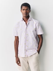 Pink Bengal Lemon Conversational Fruit Print Stripe Easy Iron Oxford Shirt - Image 1 of 7