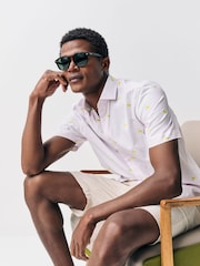 Pink Bengal Lemon Conversational Fruit Print Stripe Easy Iron Oxford Shirt - Image 3 of 7