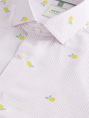 Pink Bengal Lemon Conversational Fruit Print Stripe Easy Iron Oxford Shirt - Image 6 of 7