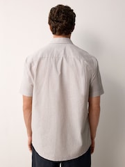 Neutral Brown Stripe Regular Fit Cotton Blend Short Sleeve Cutaway Collar Shirt - Image 5 of 6