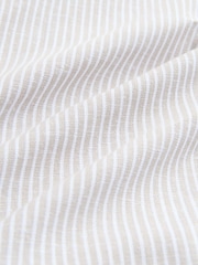 Nevtralne in rjave črte - Cotton Blend Short Sleeve Cutaway Collar Shirt - Slika 8 iz 9