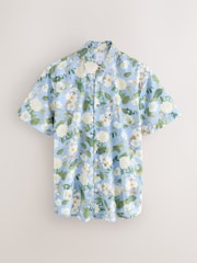 Azul cielo - Kew Collection 100% Cotton Floral Short Sleeve Shirt - Imagen 1 de 3