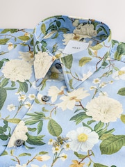 Azul cielo - Kew Collection 100% Cotton Floral Short Sleeve Shirt - Imagen 2 de 3