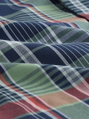 Green/Navy Madras Check Regular Fit Short Sleeve Easy Iron Button Down Oxford Shirt - Image 8 of 8