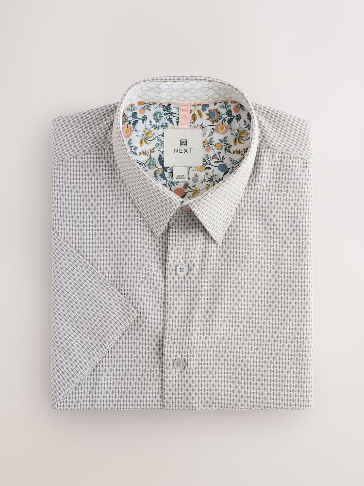 Neutral Regular Fit Textured Short Sleeve Smart Shirt - Image 1 of 3