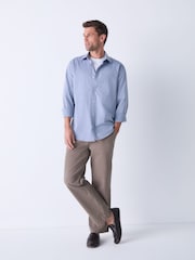 Chambray Blue Dobby Regular Fit Textured Single Cuff Shirt With Cutaway Collar - Image 2 of 5