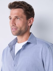 Chambray Blue Dobby Regular Fit Textured Single Cuff Shirt With Cutaway Collar - Image 5 of 5