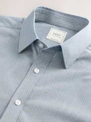 Chambray Blue Dobby - Рубашка Regular Fit с текстурированной одинарной манжетой и вырезным воротником - Image 8 of 8