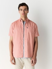 Coral Pink Regular Fit Short Sleeve Easy Iron Button Down Oxford Shirt - Image 1 of 9