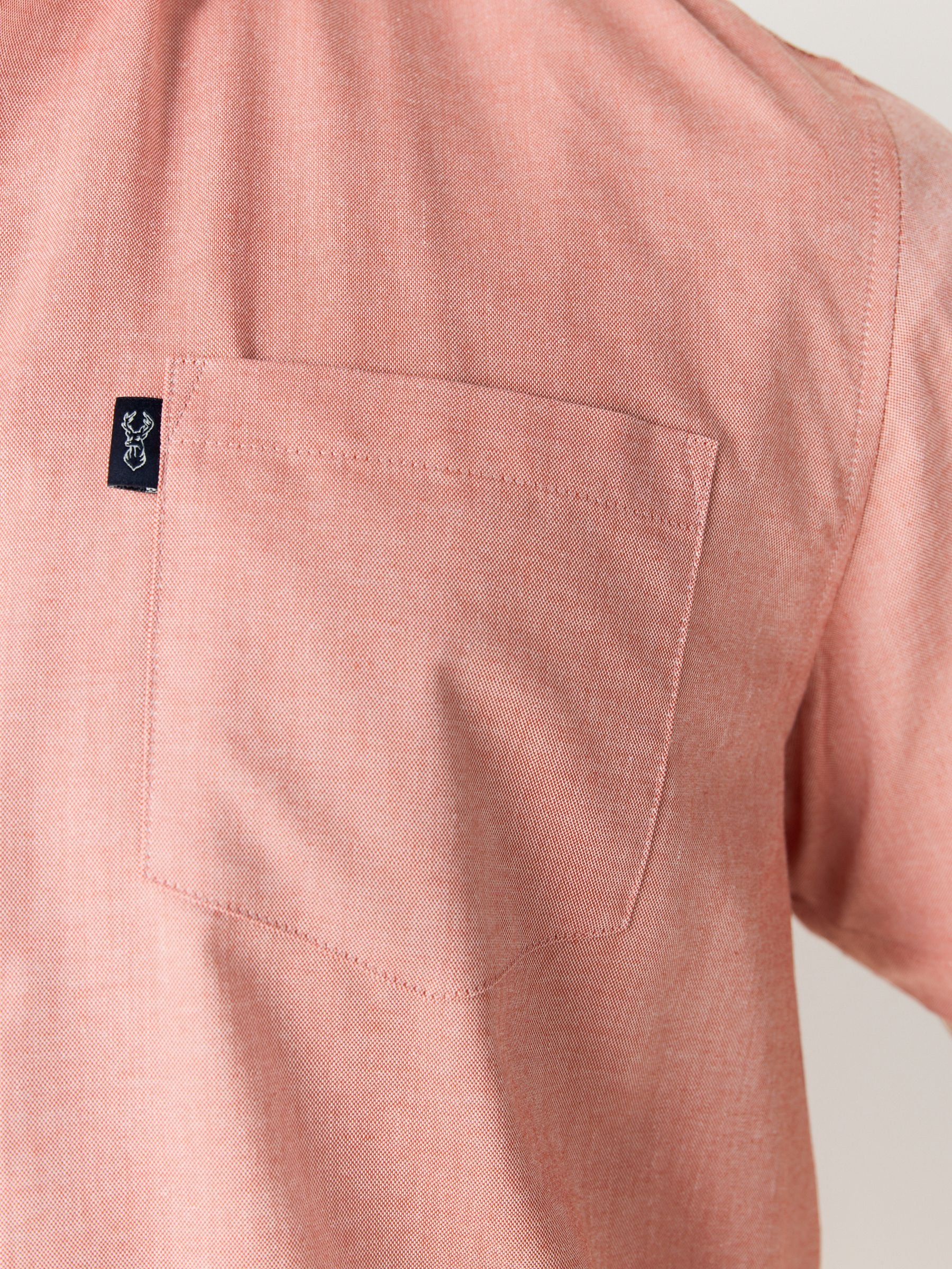 Buy Coral Pink Regular Fit Short Sleeve Easy Iron Button