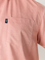 Coral Pink Regular Fit Short Sleeve Easy Iron Button Down Oxford Shirt - Image 6 of 9