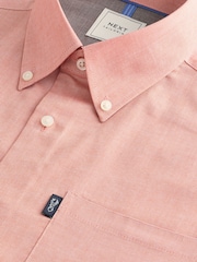 Coral Pink Regular Fit Short Sleeve Easy Iron Button Down Oxford Shirt - Image 8 of 9