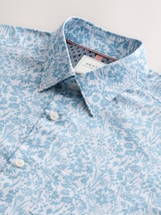 Light Blue Ditsy Floral Easy Iron With Button Down Collar Short Sleeve Oxford Shirt - Image 5 of 6