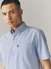 Blue Bengal Short Sleeve With Button Down Collar Stripe Easy Iron Oxford Shirt - Image 1 of 8