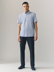 Blue Bengal Short Sleeve With Button Down Collar Stripe Easy Iron Oxford Shirt - Image 2 of 8