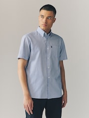 Blue Bengal Short Sleeve With Button Down Collar Stripe Easy Iron Oxford Shirt - Image 3 of 8