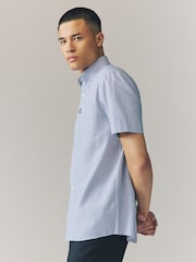 Blue Bengal Short Sleeve With Button Down Collar Stripe Easy Iron Oxford Shirt - Image 5 of 8