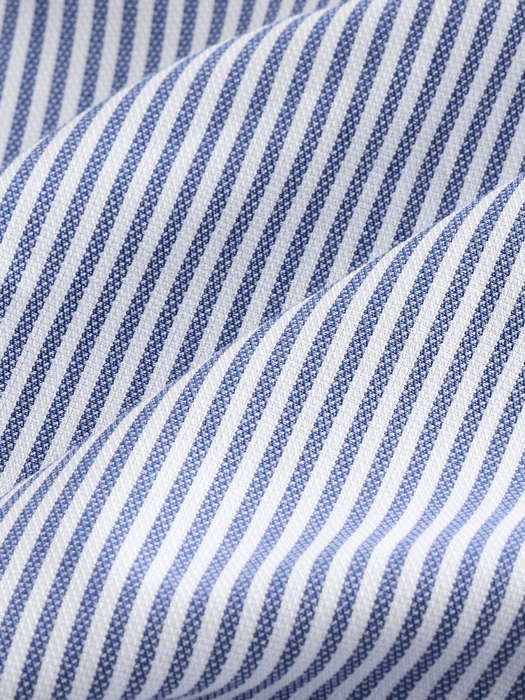 Blue Bengal Short Sleeve With Button Down Collar Stripe Easy Iron Oxford Shirt - Image 8 of 8