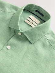 Green Regular Fit 100% Linen Long Sleeve Shirt - Image 2 of 3