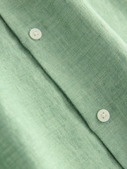 Green Regular Fit 100% Linen Long Sleeve Shirt - Image 3 of 3