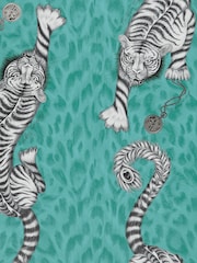 Clarke and Clarke Tigris Teal Emma J Shipley 10M Wallpaper - Image 1 of 1
