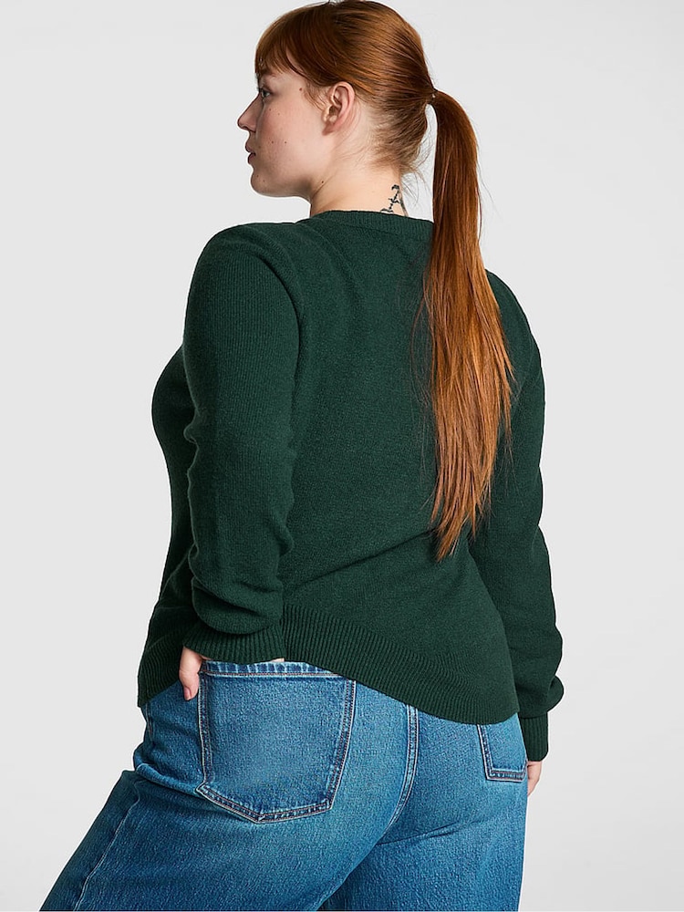 Victoria's Secret PINK Deep Forest Green Dog Knitted Jumper - Image 2 of 4